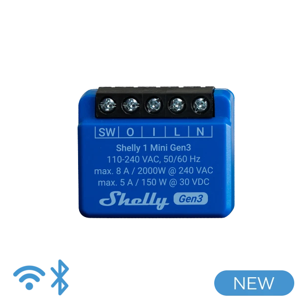 Shelly Plus 1 Mini Wi-Fi Operated Smart Switch 8A Automate Lights