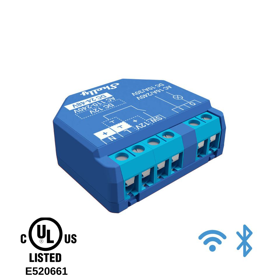 Shelly Plus 1 UL certified. Wi-Fi operated smart relay switch, 1 chann