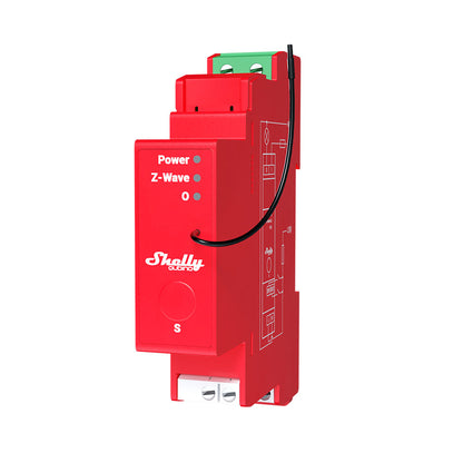 Shelly Wave Pro 1PM. Professional 1-channel DIN rail Z-Wave smart relay switch up to 16A with power metering. LAN connection