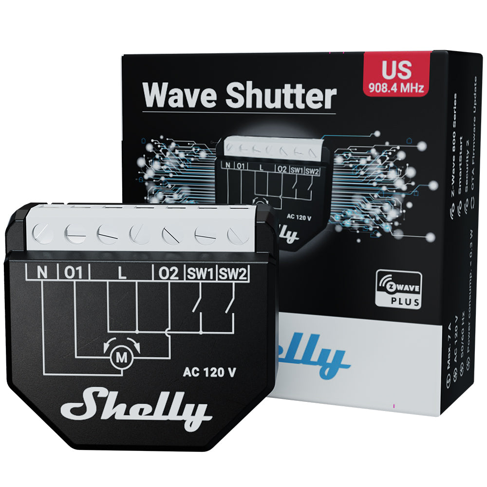 Shelly Wave Shutter UL. Z-Wave smart relay for bi-directional Motors. Tilt control and Power Metering