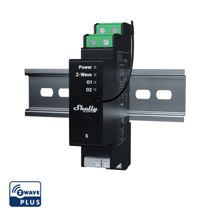 Shelly Wave Pro 2PM. Professional 2-channels DIN rail Z-Wave smart relay up to 25A with power metering. LAN connection