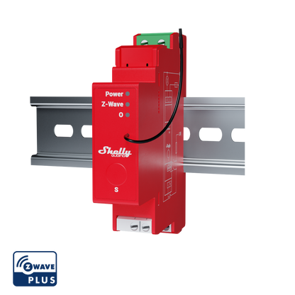 Shelly Wave Pro 1PM. Professional 1-channel DIN rail Z-Wave smart relay switch up to 16A with power metering. LAN connection