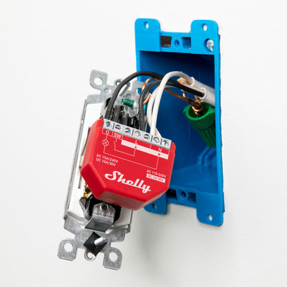 Shelly Wave 1 PM UL. Z-Wave operated smart relay switch, 1 channel 15A, with Power Metering