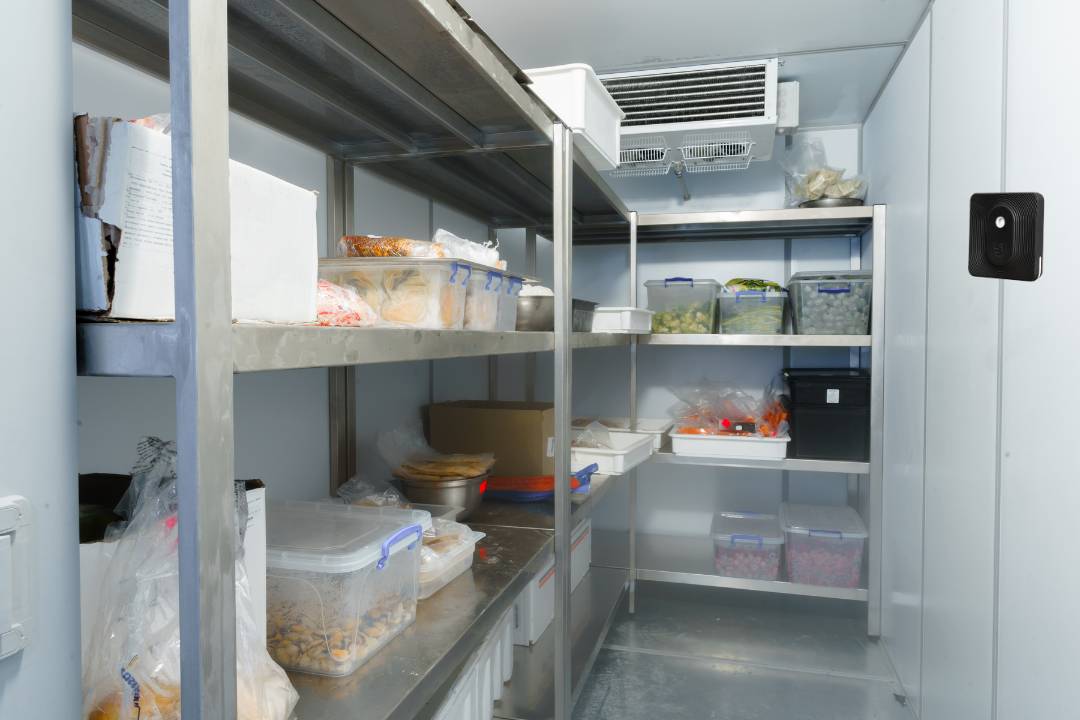 commercial refrigerator with a temperature and humidity sensor