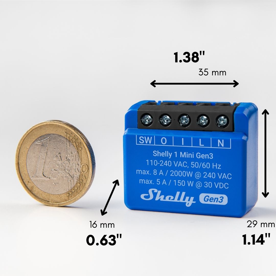 Shelly 1 Mini Gen3. Wi-Fi Smart Relay Switch, 1 Channel 8A, Dry ...